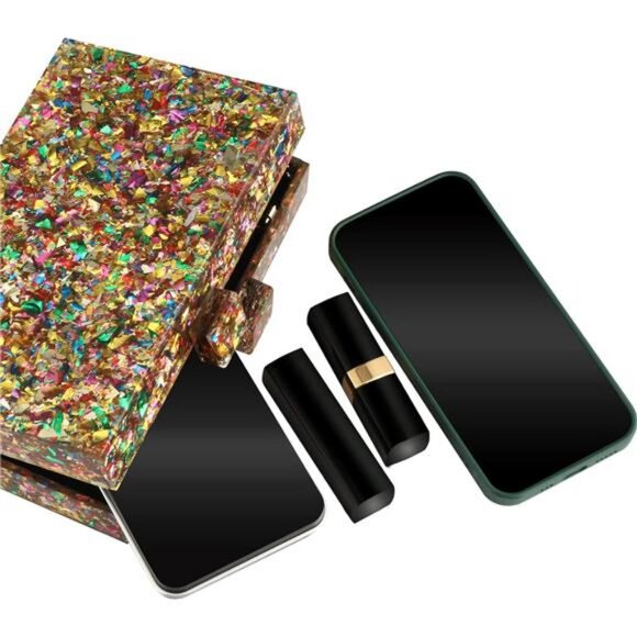 Acrylic Purses and Handbags for Women Multicolor Perspex Geometric Patterns - Picture 5 of 7